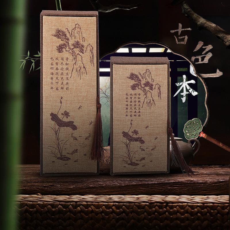 现货供应麻布流苏盒翻礼品盒盖子空盒生日梳子礼盒高级感复式国风