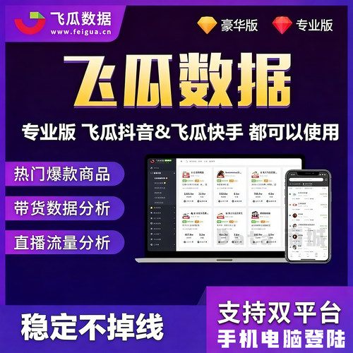 新版飞瓜数据品牌版商家版专业版会员抖音快手数据分析日周月季卡