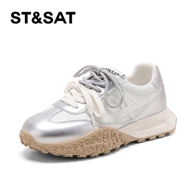 星期六复古德训鞋女厚底增高女鞋