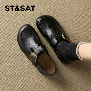 星期六一字扣勃肯鞋女2026春季新款复古风舒适百搭软底通勤休闲鞋