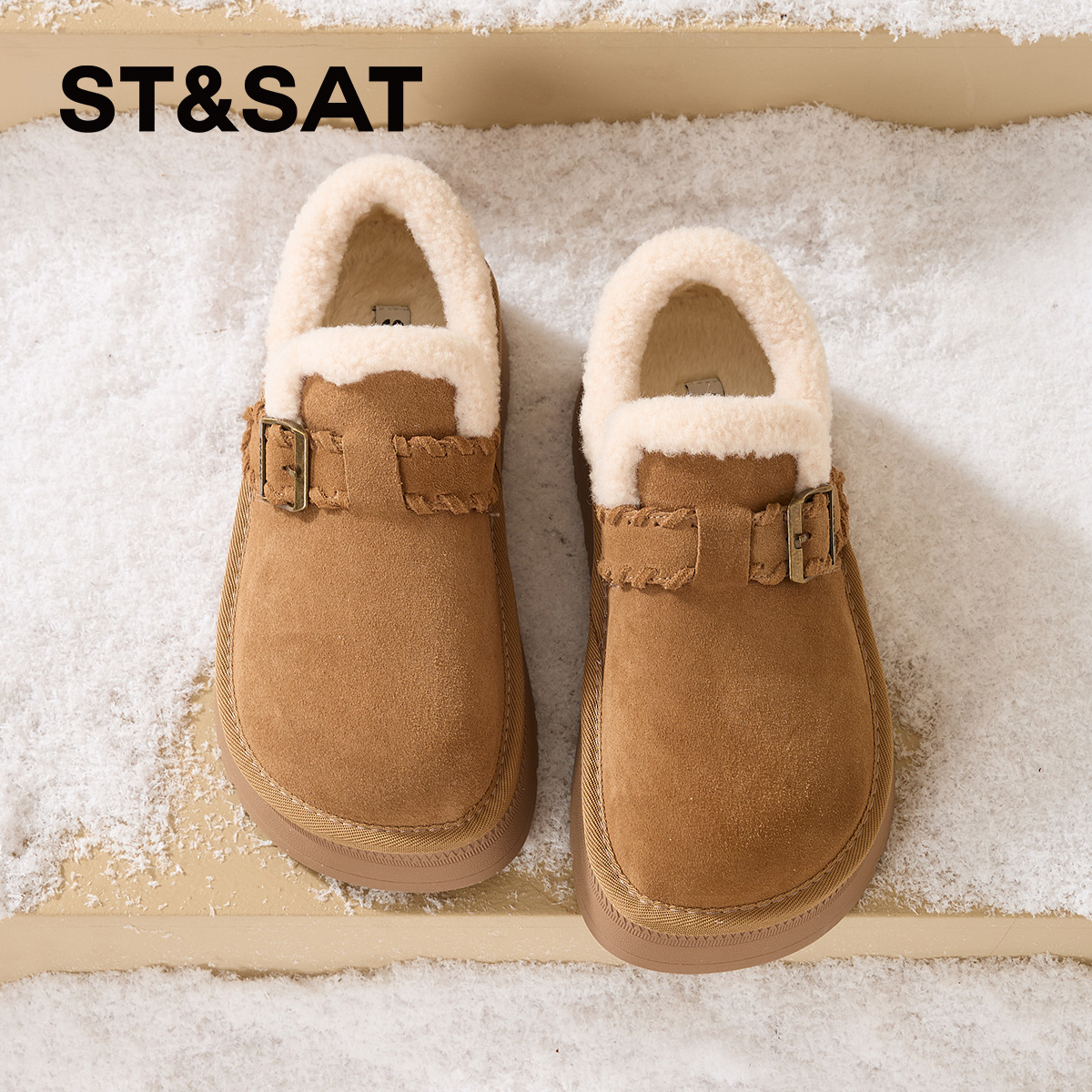 星期六厚底全包勃肯鞋加绒女鞋