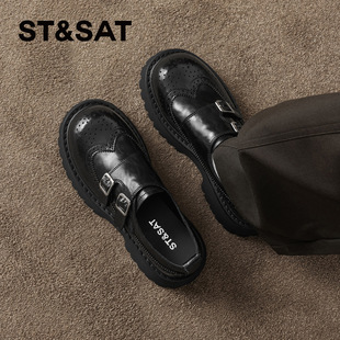 星期六厚底乐福鞋女2026新款复古英伦风雕花小皮鞋百搭通勤单鞋子