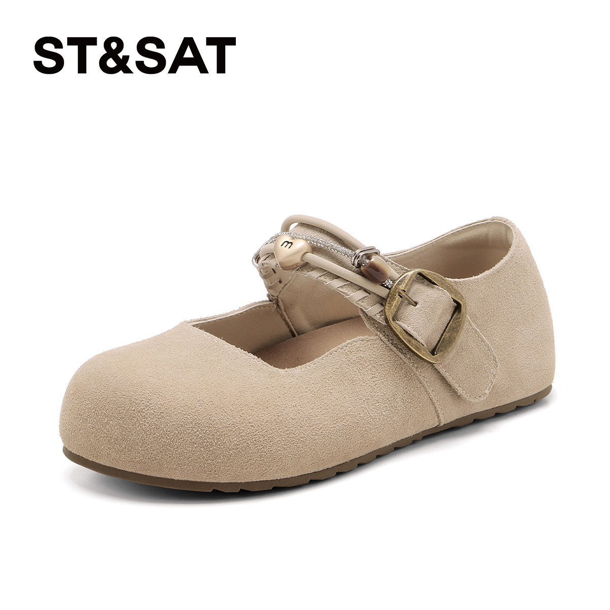 星期六法式玛丽珍勃肯鞋女2026新款春季百搭搭扣平底单鞋串珠水钻,女鞋,勃肯鞋/软木鞋,淘宝优惠券,粉丝福利购,淘宝优惠卷