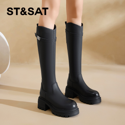 星期六2025新款厚底增高骑士靴