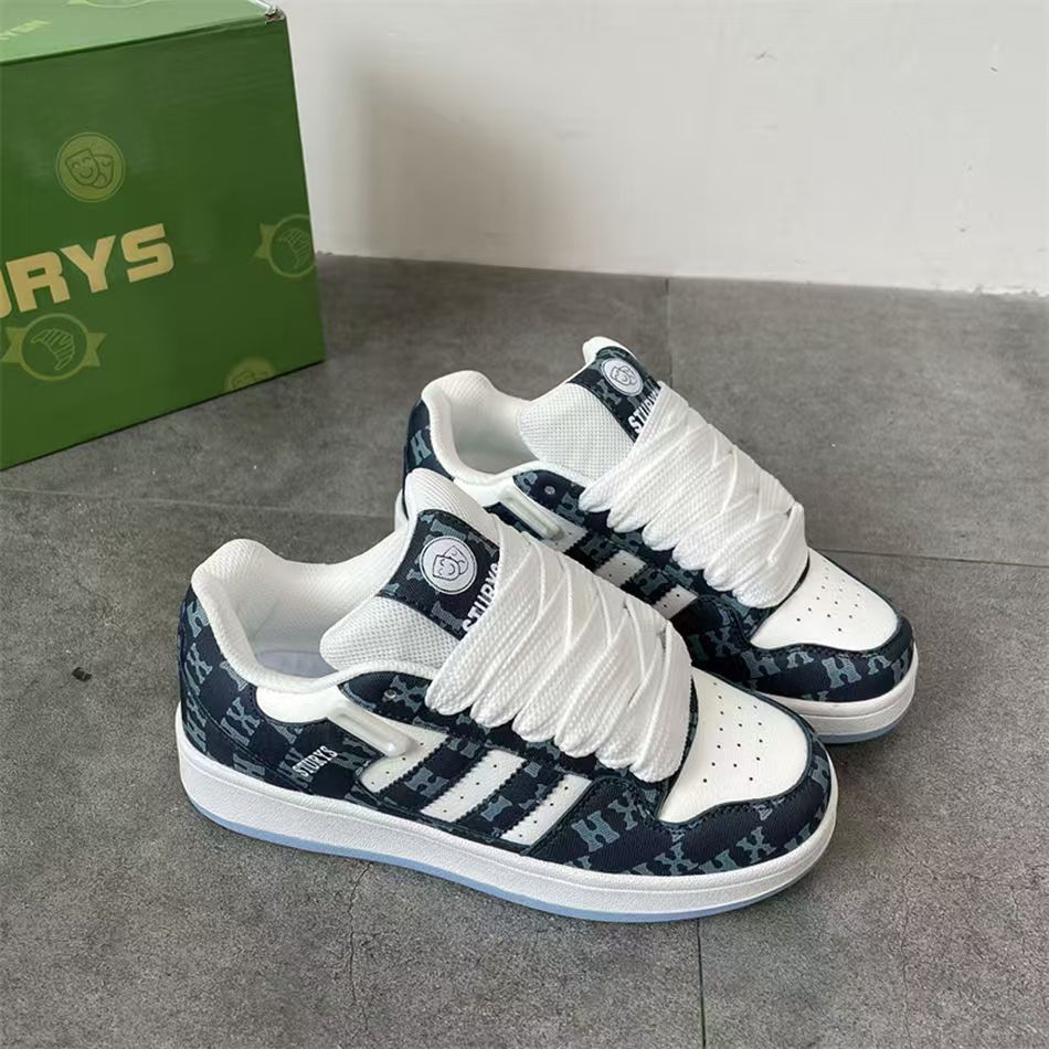 高颜值小众拼色厚底面包鞋