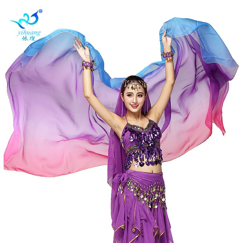 肚皮舞表演大纱巾超轻薄渐变手纱巾印度舞演出纱巾渐变女披肩舞布
