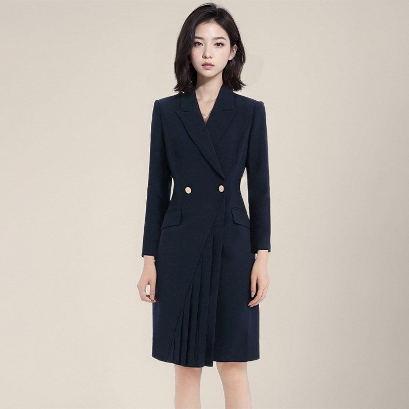 高端播音主持人OL职业正装女西装连衣裙艺考演讲气质正式场合礼服