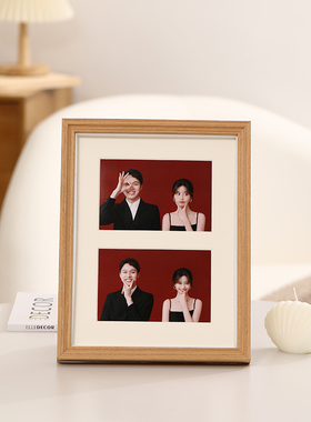 简约创意实木相框摆台加洗照片二联组合相片情侣婚纱6寸相架礼物