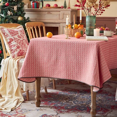 美式餐桌桌布轻奢高级感红色喜庆结婚高端台布圣诞节盖布茶几布