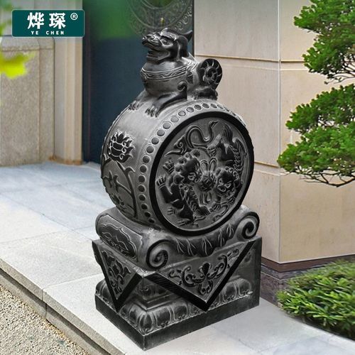 石雕门墩抱鼓石貔貅一对门口家用自建房自建房别墅过公司酒店貔貅