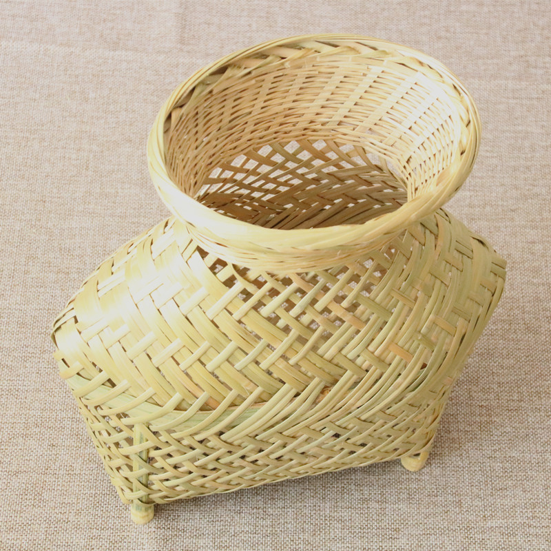 贵州省民间手工艺品 镂空竹编鱼篓装饰花瓶收纳筐竹制品钓鱼用品