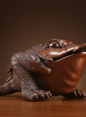 铜欣祥 紫铜金蟾摆件蟾蜍中式家居装饰品客厅摆设工艺品开业礼品