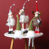 圣诞装 饰布置店面橱窗 饰品麋鹿摆件伸缩公仔雪人老人圣诞树家用装