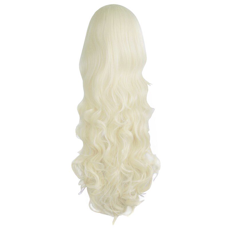 cos假发女长卷发齐斜刘海万用80cm浅金色Lolita大波浪动漫全头套