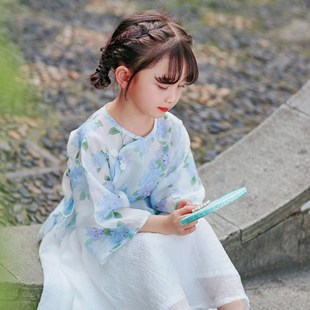 无尽夏全开襟上衣儿童旗袍女春夏夏季民国风民国装女童夏中国风