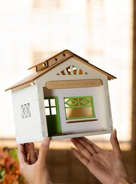 日式小屋装饰床边电视柜花园书架家庭开放网格照片区