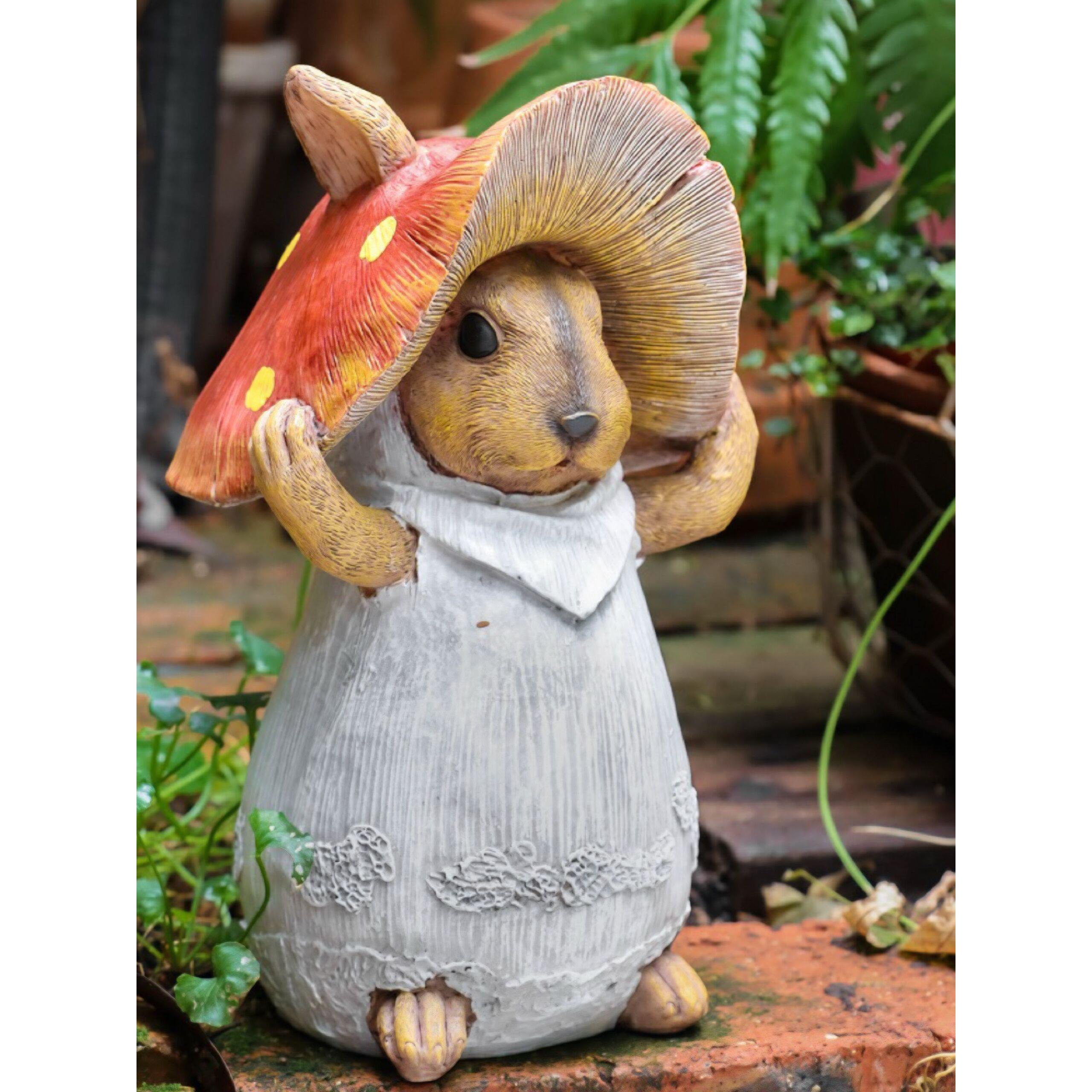 外贸出口蘑菇帽子小兔摆件花园创意杂货庭院阳台桌面家居装饰摆设