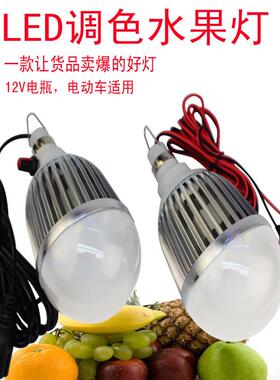 12V伏调色水果灯led生鲜灯低压电瓶电动车48V60摆摊变色水果灯泡
