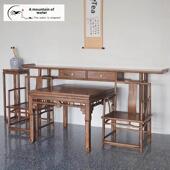 入口桌 黑胡桃八仙桌 中堂六套 财神祭桌 实木条 客厅 新中式