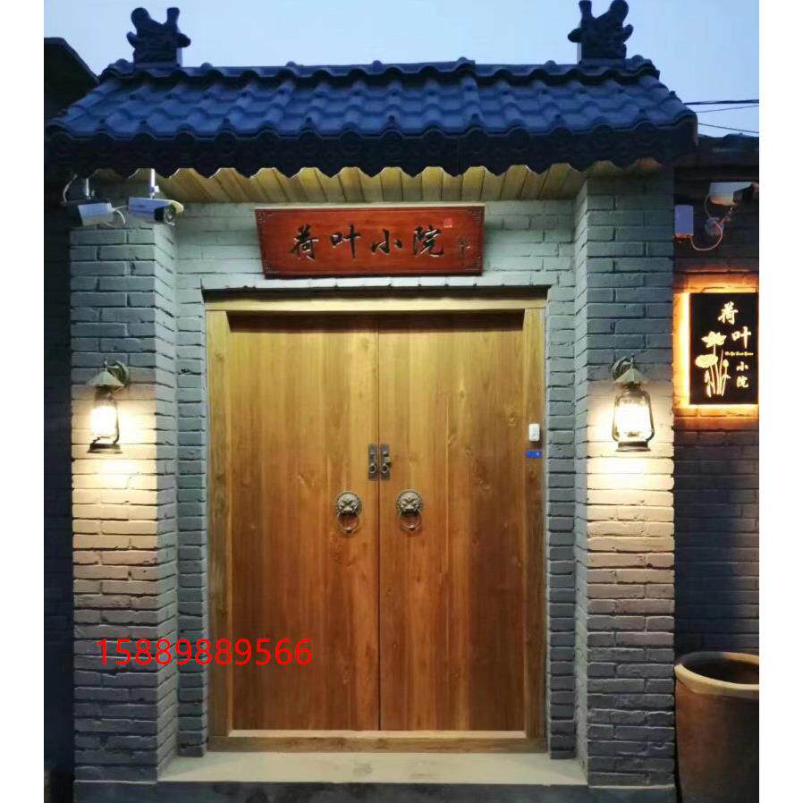 彷古实木大门庭院老式双开进户门农村围墙木门中式别墅对开榆木门