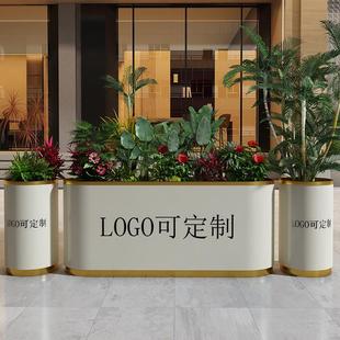 不锈钢户外花箱定制镀锌板铁艺花槽室内休闲 吧庭院市政外摆围栏