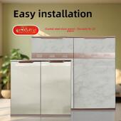 带框橱柜门免打孔定制灶台钢化玻璃门晶钢门自装 厨房厨柜门定做