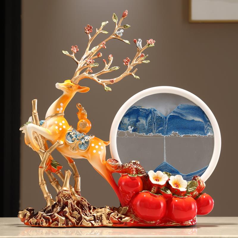 乔迁之喜新居礼品搬家轻奢高档流沙画 画鹿摆件家居新房子客厅装