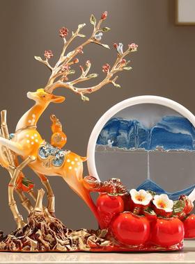 乔迁之喜新居礼品搬家轻奢高档流沙画 画鹿摆件家居新房子客厅装