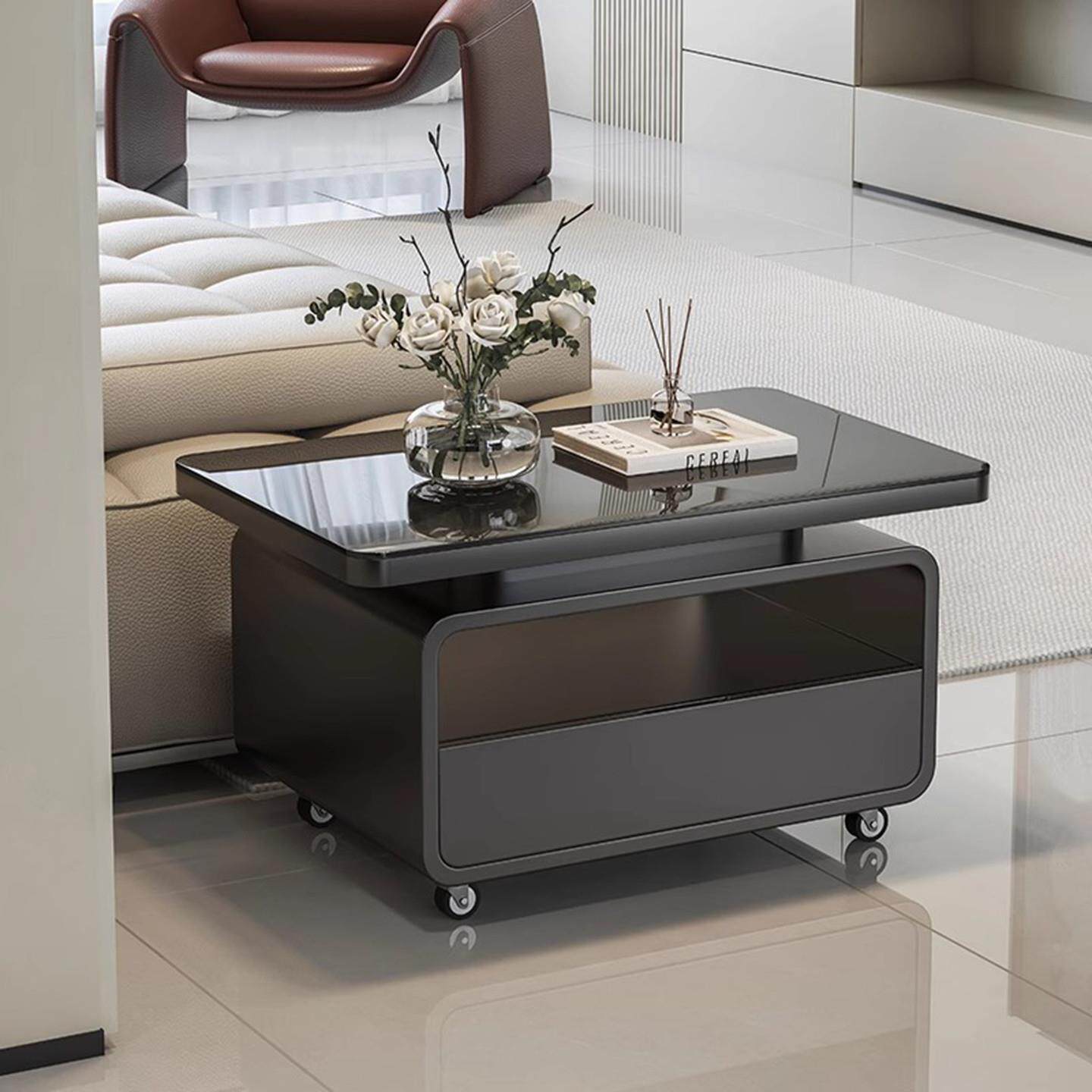 轻奢现代沙发边几小户型客厅小推车高级感可移动带抽屉岩板茶几桌