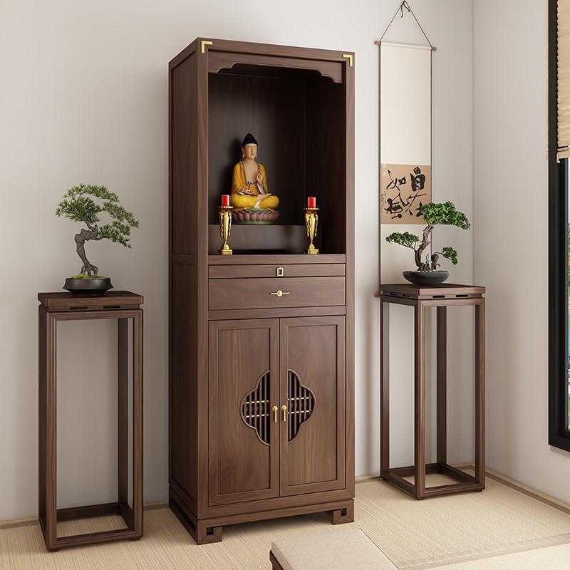 黑胡桃木新中式立柜佛龛供桌神台现代简约观音菩萨家用供奉台神龛