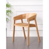 北欧创意实木设计师靠背扶手椅轻奢现代简约原木咖啡厅休闲餐椅