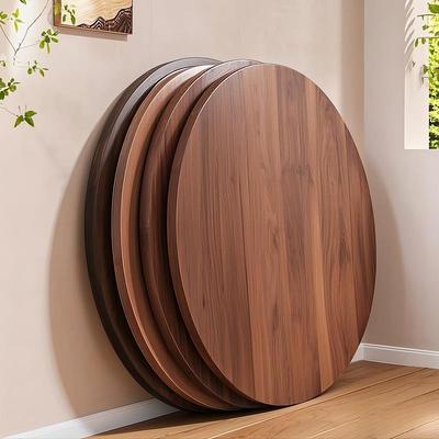 圆形桌面板单独实木置物架子可定制茶几圆面板家用餐桌可旋转木板