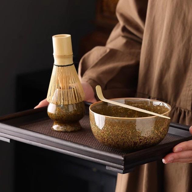 日式抹茶茶道工具百本立茶筅立茶碗家用整套宋代点茶器茶筅套装