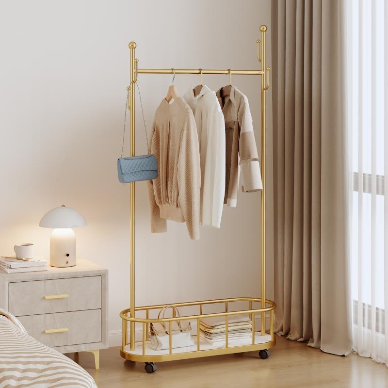 可移动衣帽架落地卧室家用多功能挂衣架房间衣架置物架一体晾衣架