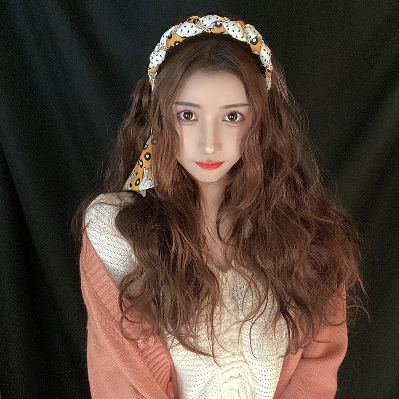 半头套假发一体式挂耳丝带头饰头箍一体发箍式假发懒人自然长卷发