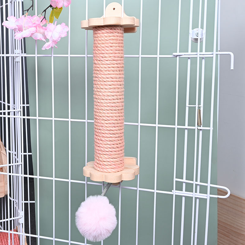 猫笼固定猫抓柱子跳台板悬挂磨爪麻绳攀爬台阶猫爬架弹簧毛球玩具