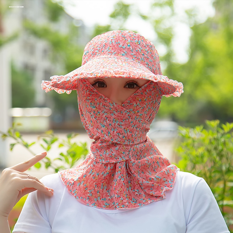 春夏防晒帽子防风防尘护脸护颈男女骑车遮阳帽户外工作田间采茶帽