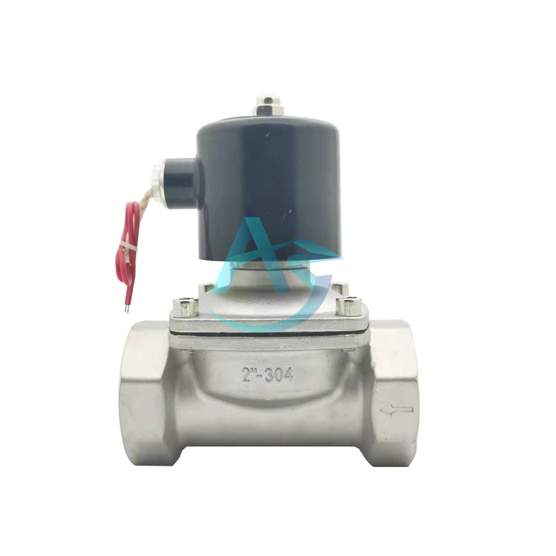 304不锈钢丝扣电磁阀220V24V常闭水阀气阀4分6分1寸铜线圈DN40 50