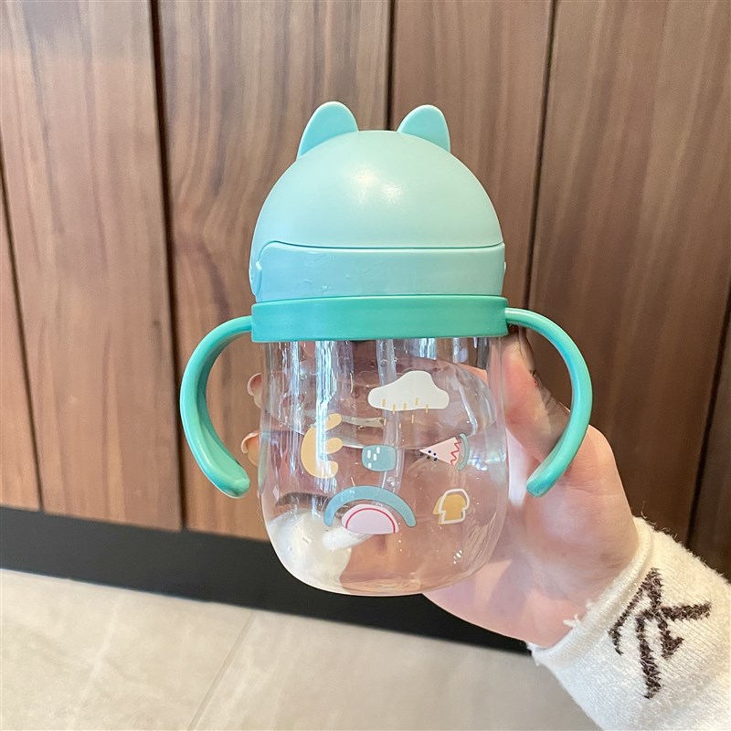 吸管杯儿童学饮杯一岁以上宝宝带刻度水杯便携水瓶可爱重力球奶瓶