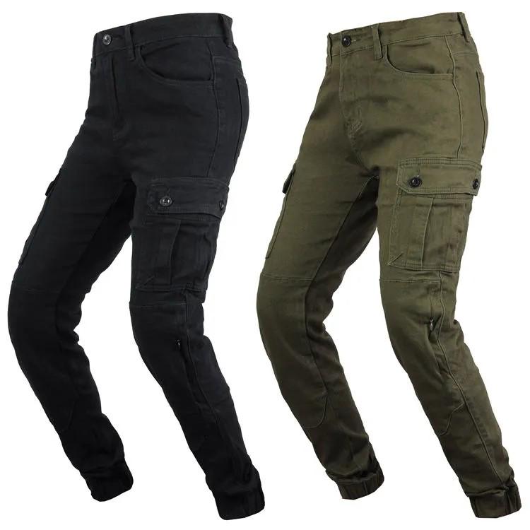 摩托车牛仔骑行裤男女服秋夏季休闲复古束脚赛车裤机车工装防摔裤