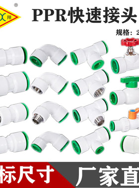 20PPR4分25PE免热熔水管配件快速接头即插即用活接直插式快接管件