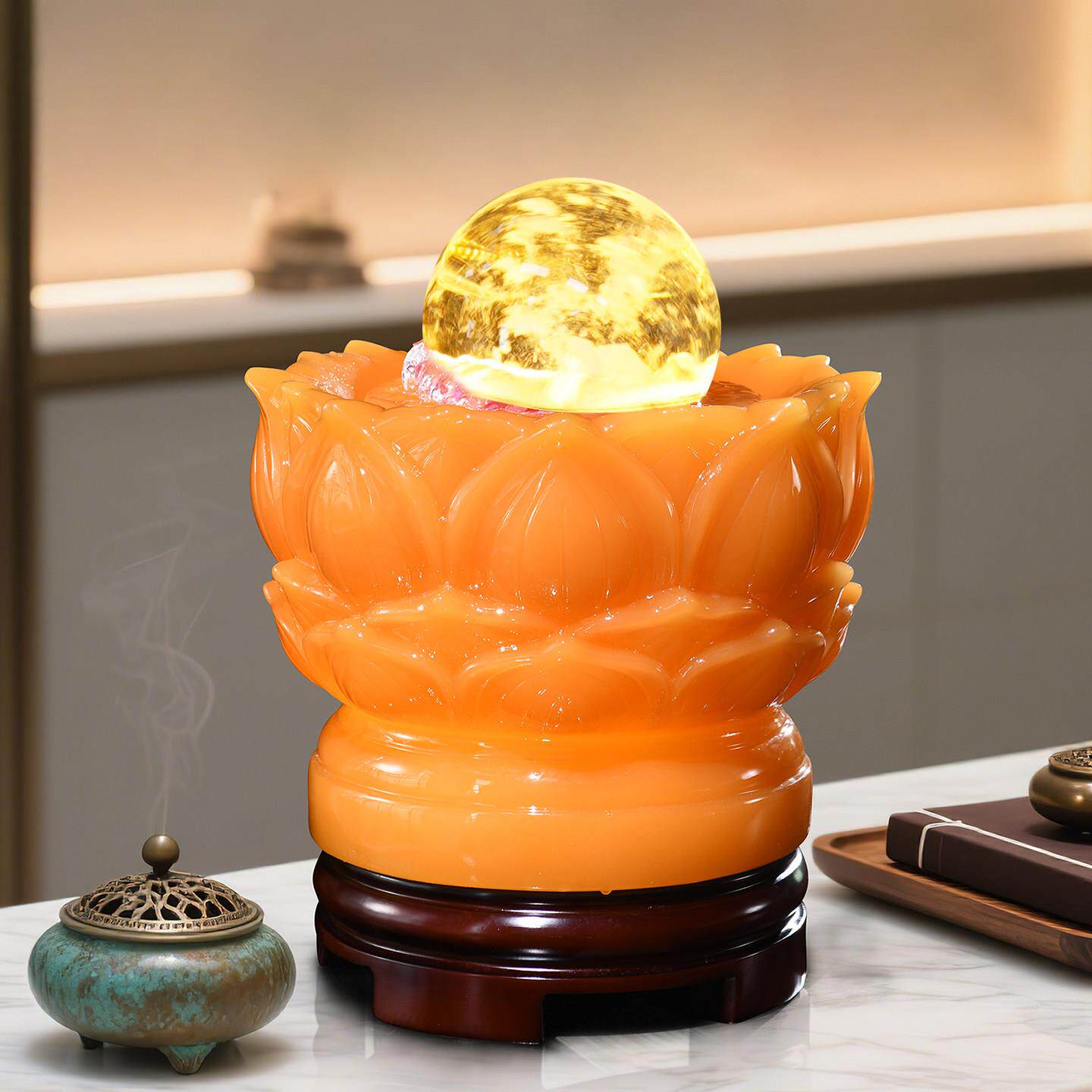 电视柜水晶球招财流水桌面摆件办公桌风生水起风水球乔迁开业礼物