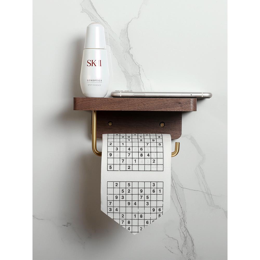 寨里黑胡桃实木卷纸架浴室纸巾架卫生纸架卫生纸盒免打孔