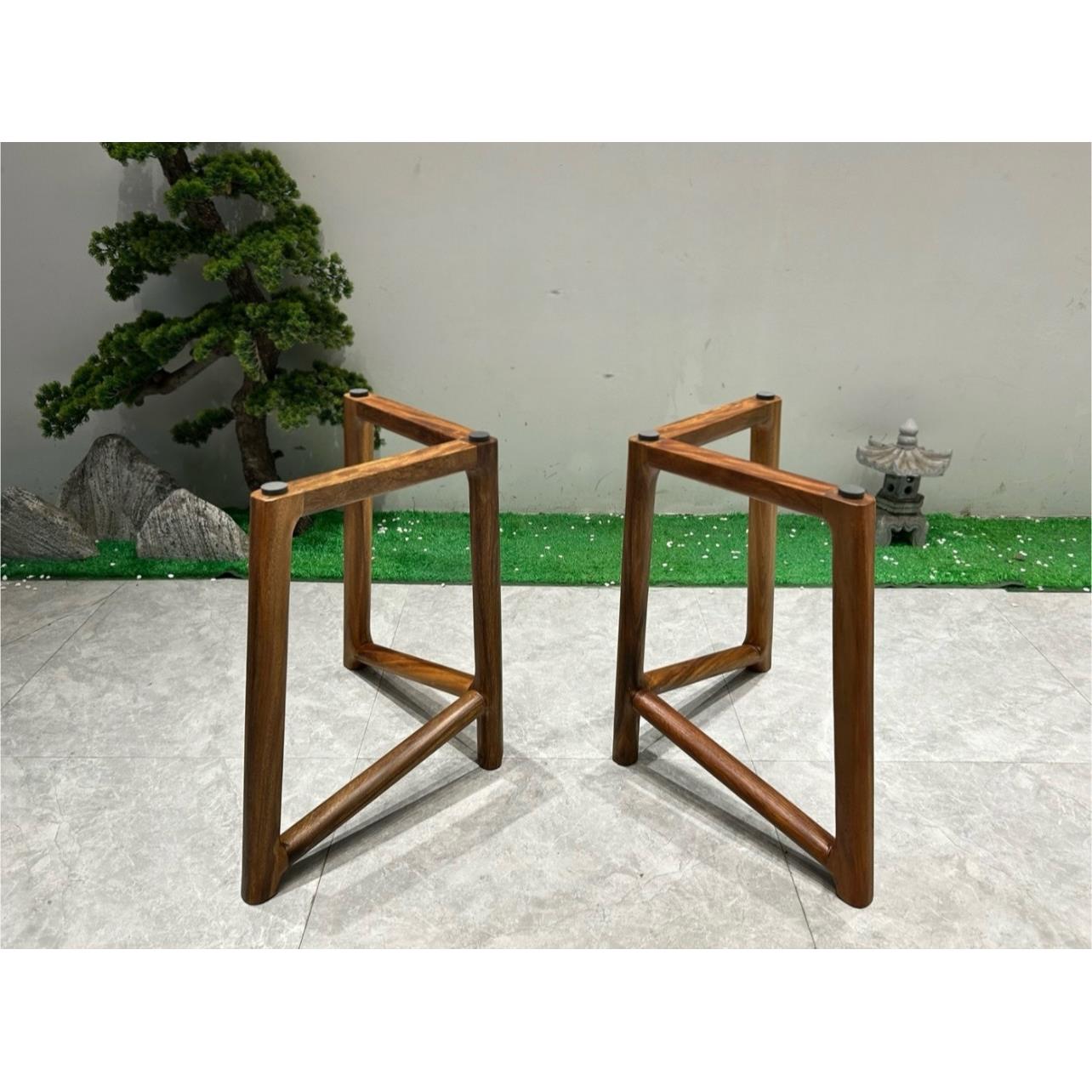 实木大板胡桃木茶桌茶几桌子脚支架茶台桌脚奥坎原木三角架餐桌腿