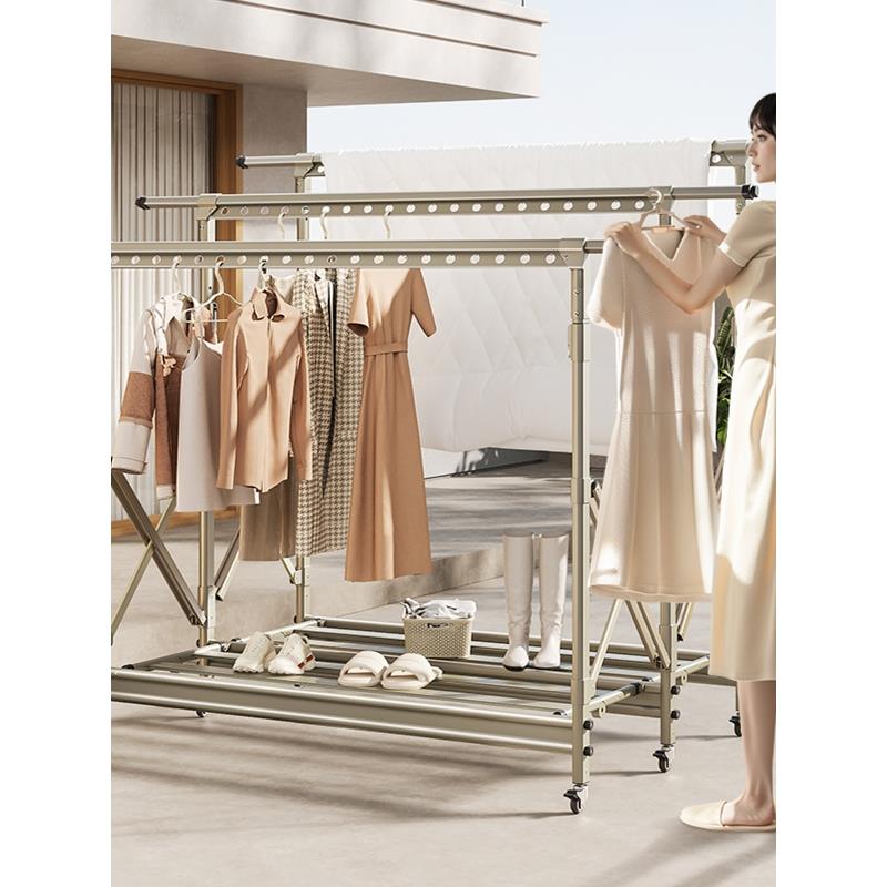 Bang先生落地式晾衣架可折叠家用阳台室内伸缩衣杆室外棉被工艺品