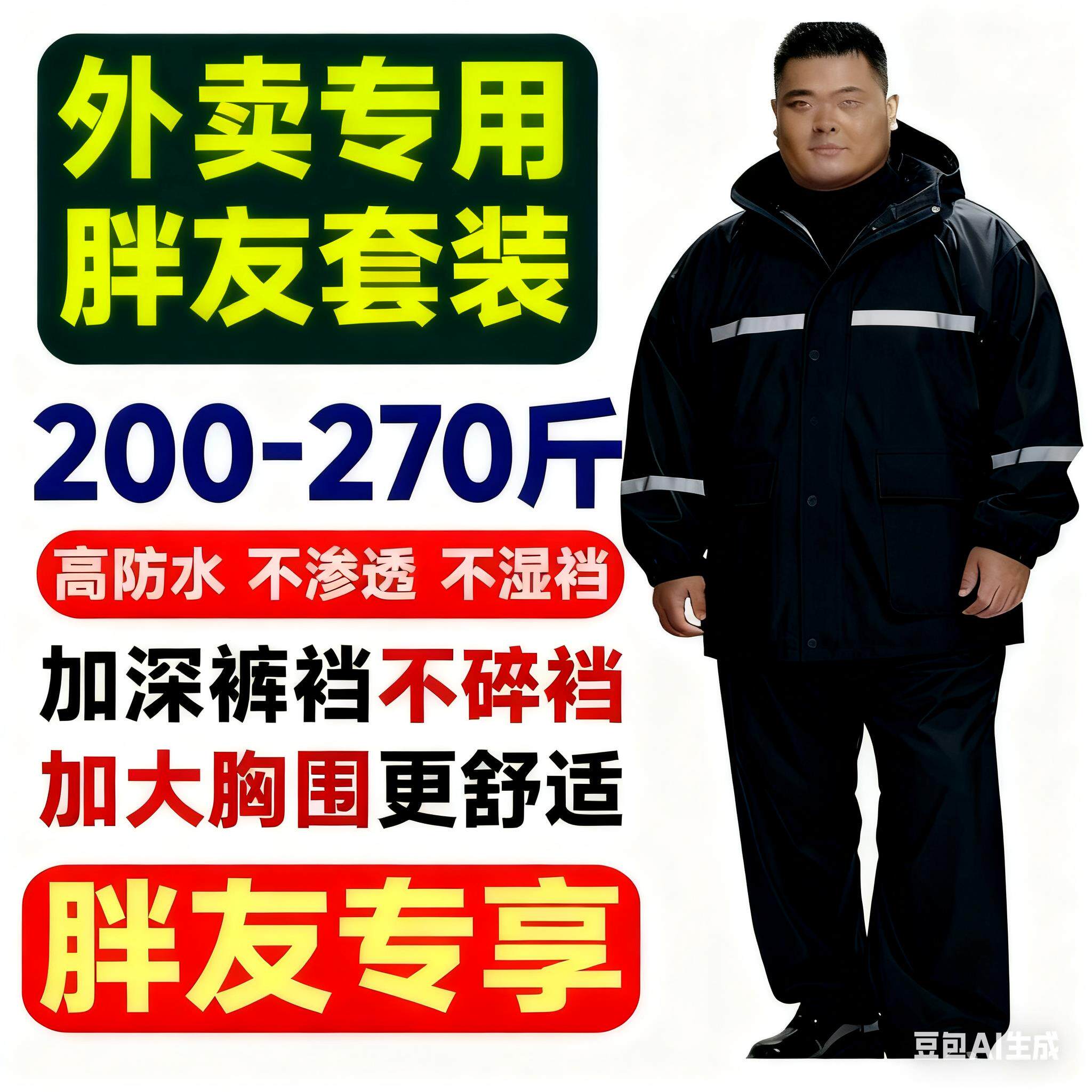 雨衣雨裤加大加肥两件式加厚外送骑手机车专用全身防水大尺码雨披