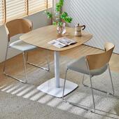 实木纹洽谈桌椅组合会议桌接待桌奶茶会客商务桌椅圆形阳台小方桌