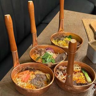 云南铜锅米粉专用小锅加厚保温汤锅食肆专用小吃餐具横立柄吊锅