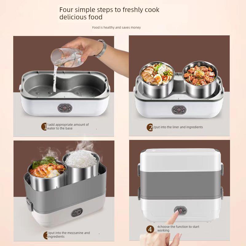 手提式插电饭盒,米饭加热饭盒,充水蒸饭盒,上班族保温蒸饭盒