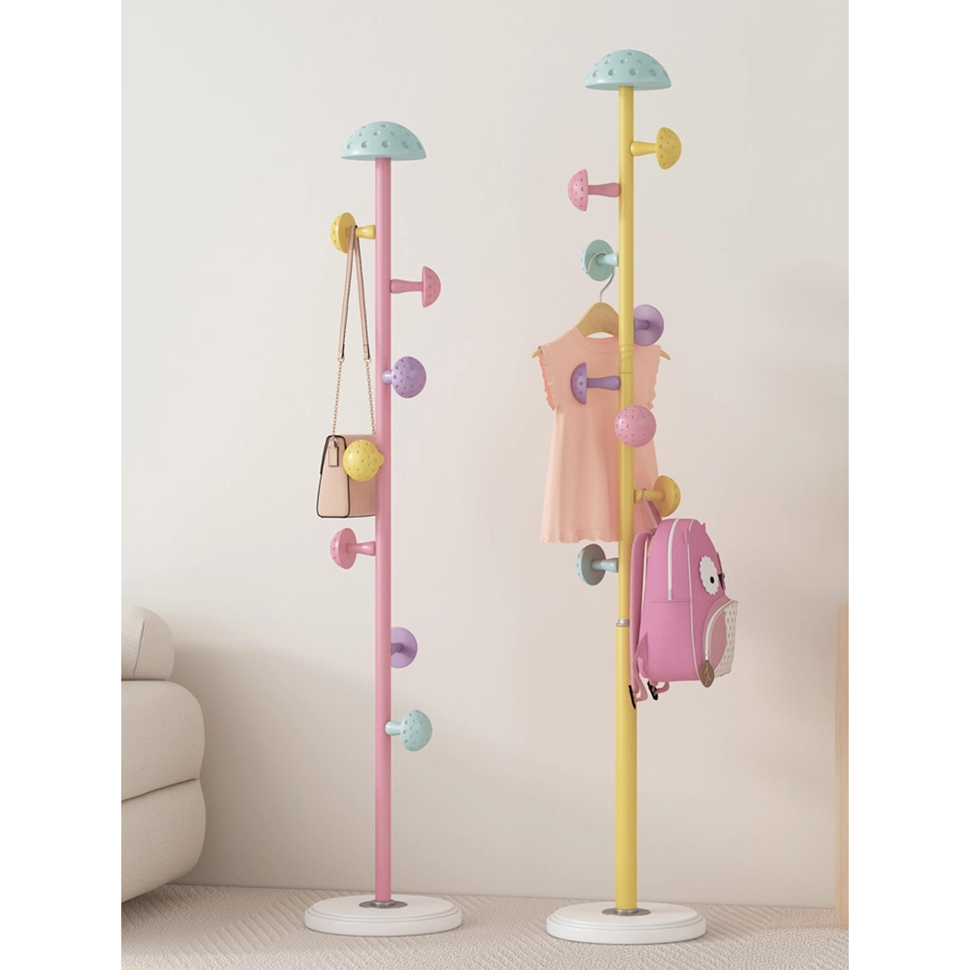 德国儿童衣架落地卧室蘑菇挂衣架客厅家用多巴胺衣帽架小空间挂包